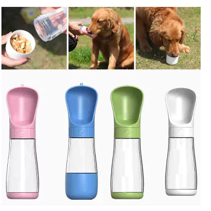 Garrafa De Água e Dispensador de Alimento Portátil - Para Cães e Gatos Cães 2 x 1