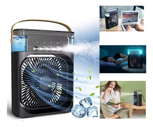 Mini Climatizador de Ar Portátil Preto 4 em 1 - Ventilador, Refrigerador, Umidificador e Aromatizador