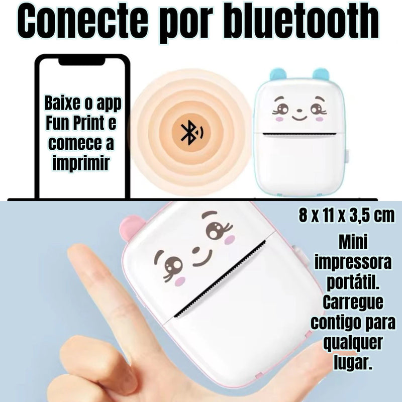 Mini Impressora Térmica Bluetooth Sem Fio Portátil À Bateria