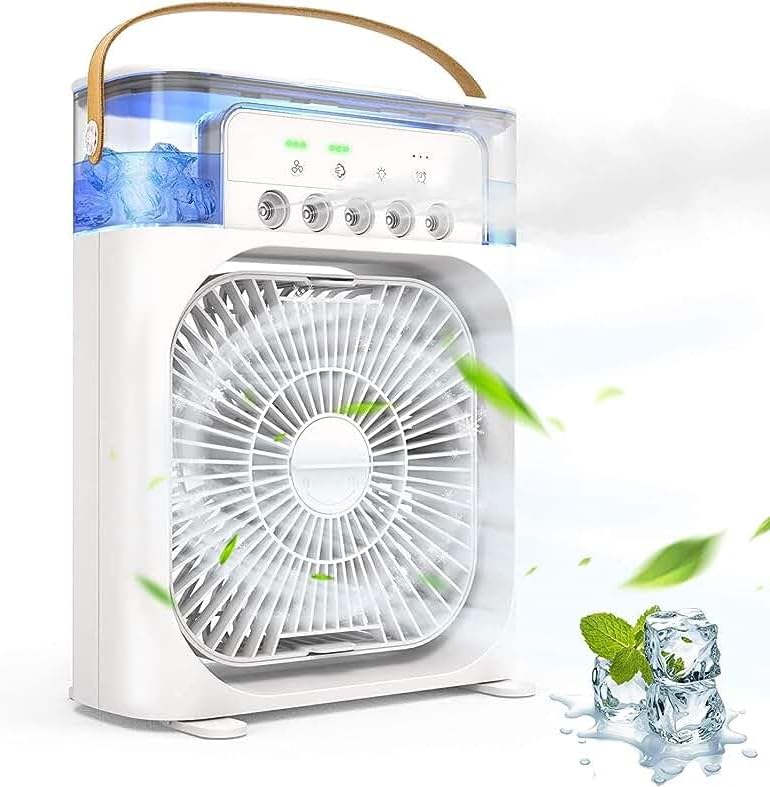 Mini Climatizador de Ar Portátil 4 em 1 - Ventilador, Refrigerador, Umidificador e Aromatizador